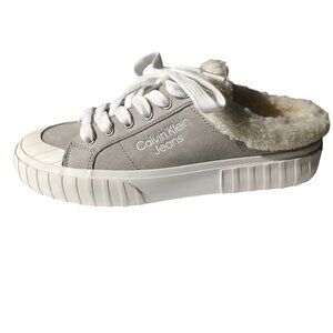 Calvin Klein Jeans Veronik Backless Sneakers Gray/Cream 7 (No Box) NWOT